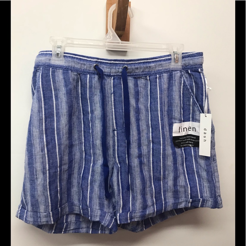NWT da-sh linen shorts large blue/white